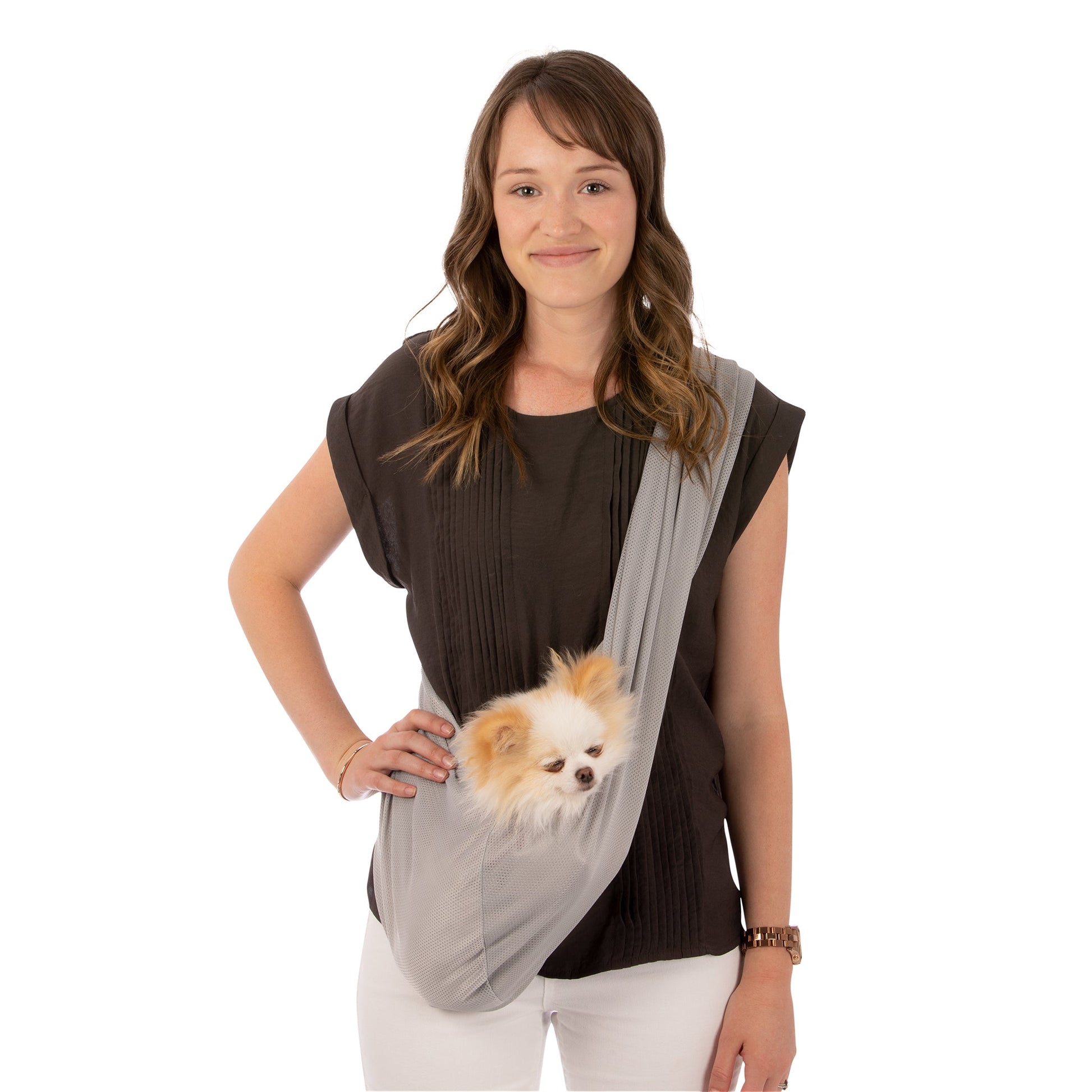 Comfortable Ventilated Mesh Pet Sling Carrier - Hands-Free Small Dog Tote Bag