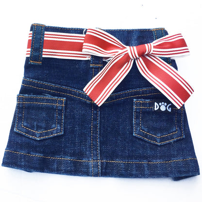 Adjustable Jane Denim Dog Skirt Belts: D-Ring & Bow Styles, Vibrant Colors