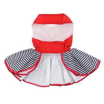 Adorable Sailor Girl Nautical Dog Dress with Matching Leash, Built-in D-Ring