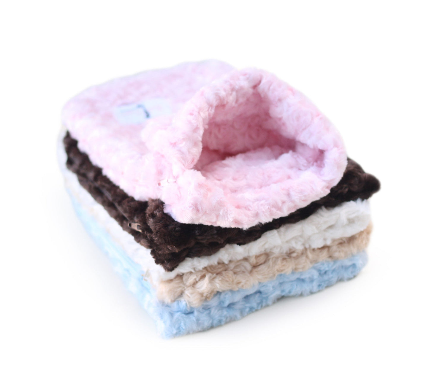 Luxury Rosebud Puppy Snuggle Sleeping Bag with Zipper, Warm Plush Blanket