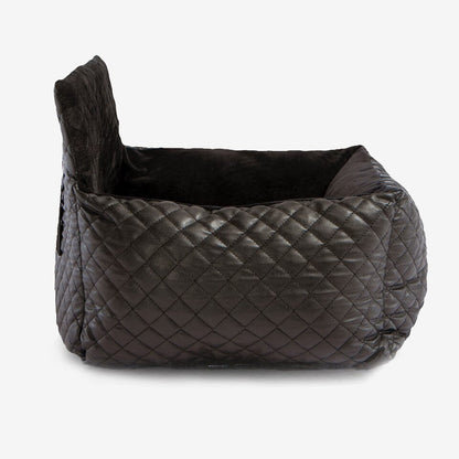 Luxury Vegan Leather Dog Car Seat Bed: Secure, Plush Comfort for Pets