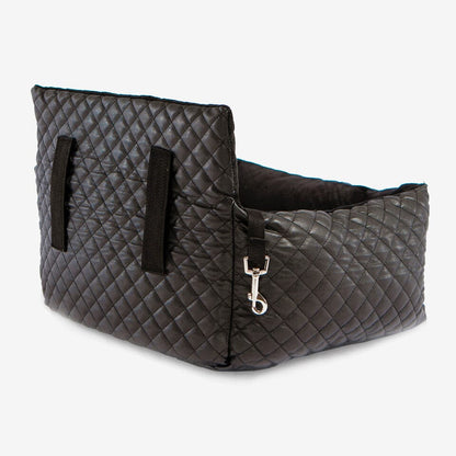 Luxury Vegan Leather Dog Car Seat Bed: Secure, Plush Comfort for Pets