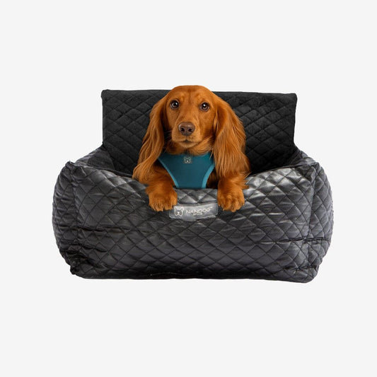 Luxury Vegan Leather Dog Car Seat Bed: Secure, Plush Comfort for Pets